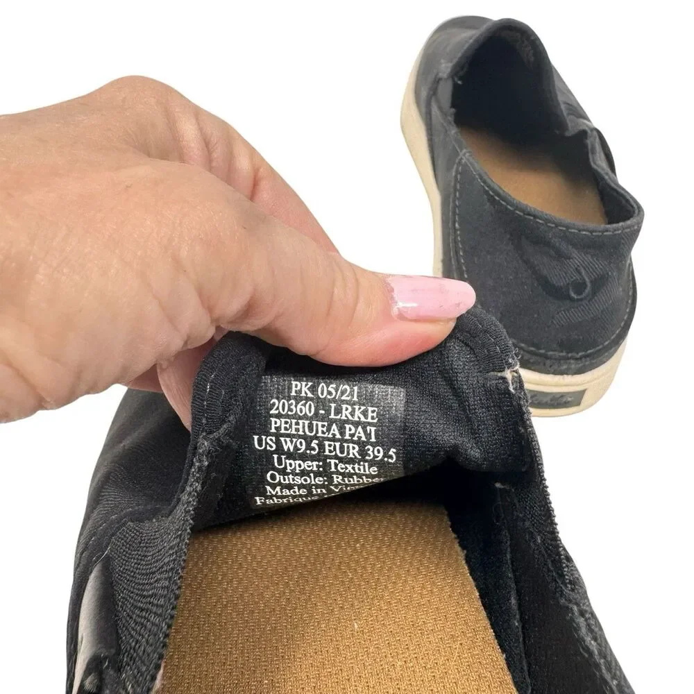 Olukai Pehuea Women Size 9.5 Slip On Shoes 20360-LRKE Black Drop In Heel